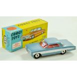 Corgi No. 235 Oldsmobile Super 88. Issue is light metallic blue with white side flashes, silver