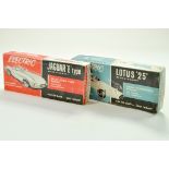 Duo of Scalecraft Model Kits comprising Jaguar E Type plus Lotus 25. Includes two box lids, but only