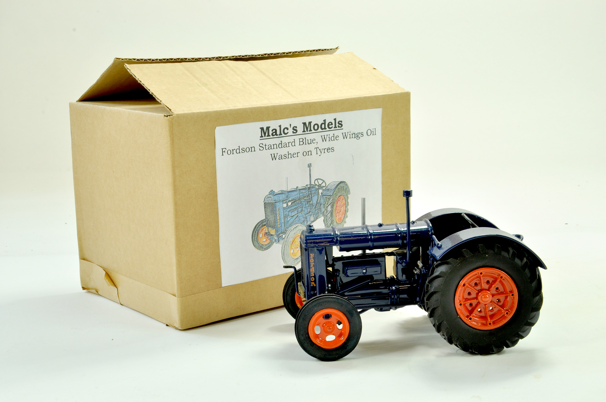 Malc's Models 1/16 Farm issue comprising Hand built Fordson Standard Tractor in blue, with wide