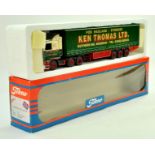 Tekno 1/50 diecast truck issue comprising Scania Curtain Trailer in the livery of Ken Thomas.