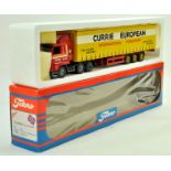 Tekno 1/50 diecast truck issue comprising Scania Curtain Trailer in the livery of Currie European.
