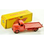 Dinky No. 422 Fordson Thames Flat Truck. Issue in red including ridged hubs, silver trim and metal