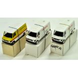 Trio of hard to find Conrad Diecast Mercedes Commercial Promotional Vans. Various liveries. Very