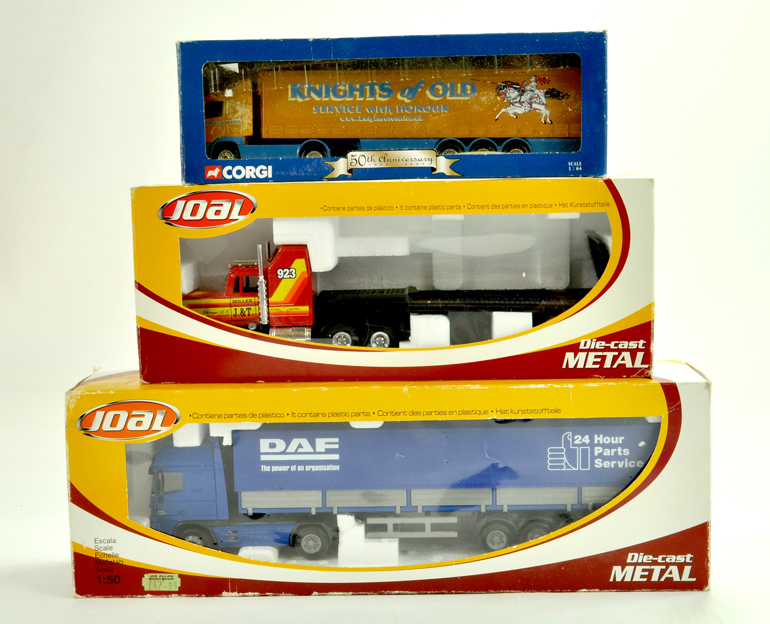 Joal Diecast Truck issues plus Corgi 1/64 Knights Truck. Generally appear good, storage wear to