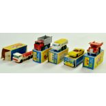 Matchbox Regular Wheels Group comprising No. 58 Pipe Truck, No. 26 GMC Tipper Truck, No. 61 Alvis,