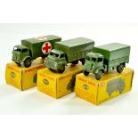 Dinky Group of Military Vehicles comprising Military Ambulance, 3 Ton Truck and Covered Wagon. All