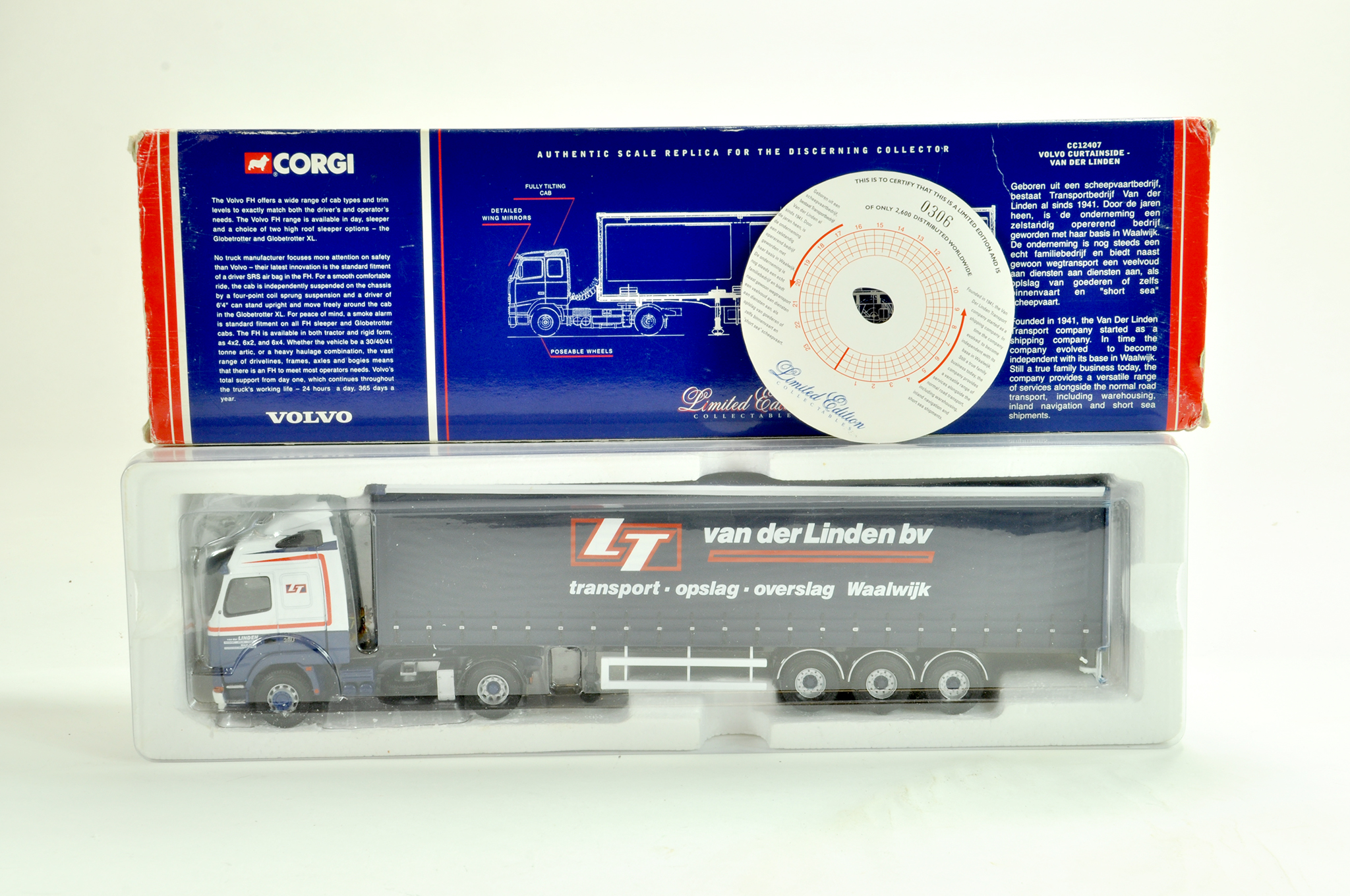 Corgi Diecast Truck issue comprising No. CC12407 Volvo Curtainside in the livery of Van Der