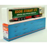 Tekno 1/50 diecast truck issue comprising Mercedes Curtain Trailer in the livery of Eddie Stobart.