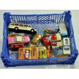 A group of diecast cars and commercials, various makers and ages, including Corgi. Some older