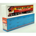 Tekno 1/50 diecast truck issue comprising Scania Curtain Trailer in the livery of Ken Abram. Appears
