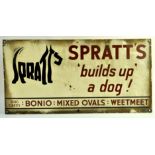 An original Spratts Antique Enamel Advertising Sign for Spratts Build a Dog Up. 1940's. Width