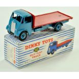 Dinky No. 512 Guy (2nd type) Flat Truck. Issue has light blue cab, chassis and Supertoy hubs with