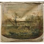 A late 18th / early 19th Century Aubusson cartoon seat panel design depicting sheep in a landscape,