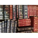 A two boxes of books containing various re-bound leather volumes,