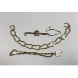 A 9ct gold horseshoe and chainlink bracelet,
