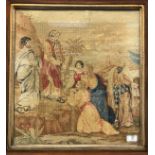 A 19th Century needlework tapestry panel depicting 'The Sermon on the Mount',