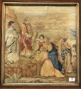 A 19th Century needlework tapestry panel depicting 'The Sermon on the Mount',