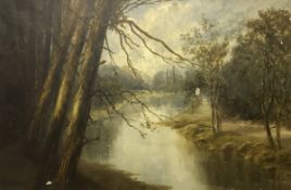 THOMAS M ASH "Near Bournemouth", a river landscape, oil on canvas, signed and dated lower left,