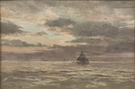 ALBERT STEVENS (1823-1906) "Sailing Boats at Sunset",