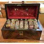 A 19th Century figured mahogany apothecary's box of plain rectangular form,