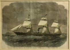 A collection of five hand-coloured engraved plates "Sail and Steam" taken from Illustrated London