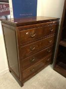 A Chinese hardwood chest of two short over three long drawers,