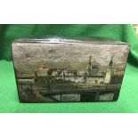 A 19th Century Russian lacquered tea caddy, the main body black,