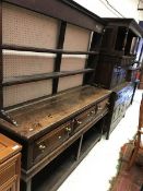 An 18th Century oak dresser the two tier plate rack (cut down) over three frieze drawers raised on
