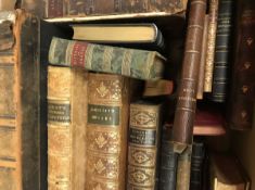 A box of various antiquarian leather-bound books,