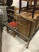 A brass and steel double bedstead