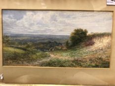 FRED DAVIS "Harvest Field with Corn Stacks" watercolour signed and dated 1868 lower left together