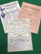 Four vintage football programmes including Chelsea v Milwall 17th March 1945,