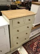 A Painted Furniture Company chest of drawers the oak top above two short and three long drawers to