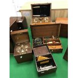 A circa 1900 French electric therapy unit, the mahogany case stamped "A Gaiffe, Paris 200196",