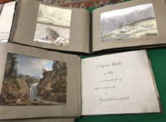 A collection of three Grand Tour sketch watercolour albums by Elizabeth Campbell circa 1818 to 1830