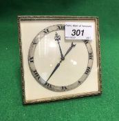 An Art Deco picture frame clock with silvered chapter ring