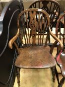 A 19th Century Thames Valley beech and elm wheel and stick back elbow chair,