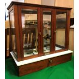 A set of circa 1900 mahogany and glazed cased precision scales with integral microscope bearing