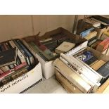 Six boxes of various books including references,