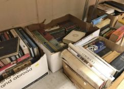 Six boxes of various books including references,