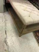 A modern upholstered stool/coffee table with upholstered top and under tier CONDITION