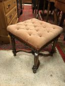 A Victorian buttoned upholstered dressing stool,
