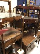 Three Georgian washstands and three various Chippendale style dining chairs and a further dining
