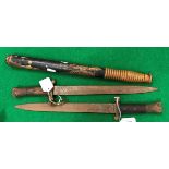 A Boer war period 1888 pattern Lee Metford type bayonet with mole blade (no scabbard) together with