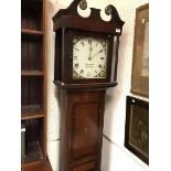 An oak and mahogany cross banded cased long case clock,