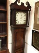 An oak and mahogany cross banded cased long case clock,