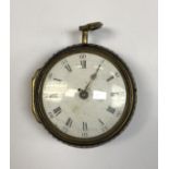 An 18th Century simulated pair cased pocket watch, the outer case with pique work tortoiseshell,