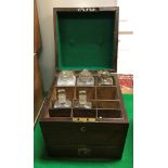 A 19th Century mahogany and parquetry-banded apothecary's chest with brass swan neck handle,