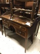 An Edwardian mahogany and inlaid washstand with galleried top