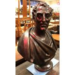 A bronzed plaster bust study of the Duke of Wellington inscribed to the plaque below "Orpheus